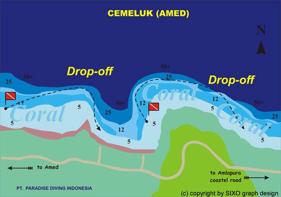 Tauchplatzkarte Amed / Cemeluk