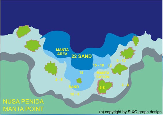 Tauchplatzkarte Manta Point - Nusa Penida