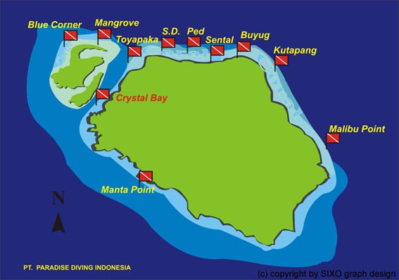 Tauchplatzkarte Nusa Penida